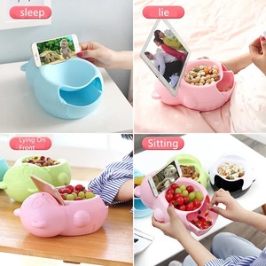 Modern Lazy Snack Bowl Living Room Creative Plastic Double Layers Snack Storage Box Bowl Fruit Plate Snack Dishes Phone Holder - Product Image 2