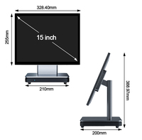 Système de point de vente élégant avec écran tactile de 15/11,6 pouces, compatible Windows 10 et 11, design fin pour les boutiques de cadeaux