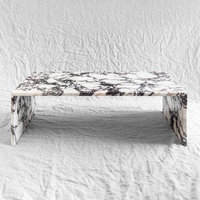 Table Basse Rectangulaire Moderne en Marbre Calacatta Viola d'Italie, Design de Style Simple, Haute Qualité pour Décoration Intérieure