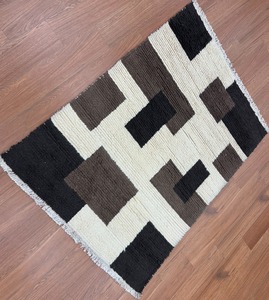 Alfombra de lana anudada a mano, estilo shaggy, con patrón geométrico, pelo alto, hecha a mano, moderna, para el hogar, dormitorio, sala de estar - Product Image 2