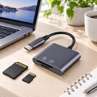 Lecteur de cartes USB C 2 en 1 D2537 pour cartes SD et TF, adaptateur de carte mémoire compact de type C