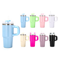 Bouteille d'eau isotherme sous vide en acier inoxydable de 14 oz avec paille et poignée, design américain moderne, sans BPA, anti-fuite, grande capacité