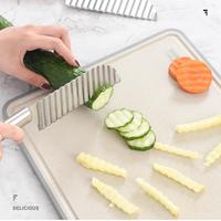 Couteau à découper ondulé en acier inoxydable pour légumes, trancheuse à pommes de terre ondulées pour frites et décoration culinaire