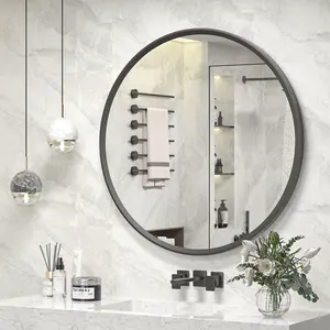 Einfache Art Metall gerahmt Schlafzimmer dekorative Haushalt Großhandel benutzer definierte Badezimmer explosions geschützte Luxus Wand runden Spiegel