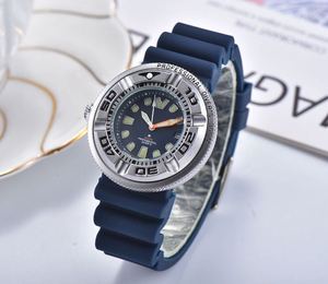 Montre à quartz professionnelle durable, résistante à l'eau jusqu'à 300 m, cadran lumineux, <span class=keywords><strong>lunette</strong></span> antidérapante, bracelet en silicone bleu marine - Product Image 1