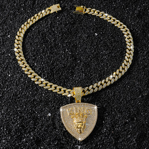 Personalization Simple Design Shine Alloy Shield Lion Head <b>Animal</b> Pendant Necklace Hiphop Mens Necklace Wholesale Jewelry Trendy - Product Image 2