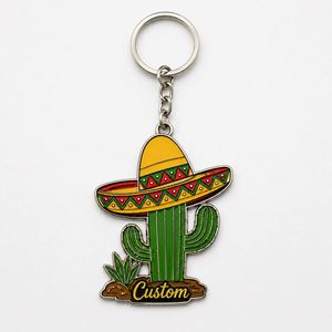 Porte-clés mexicains personnalisés de haute qualité en gros, modèle Sombrero Cactus, design Amérique latine, souvenir touristique - Product Image 2