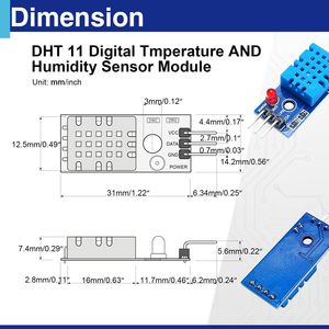Módulo de Sensor de Temperatura y Humedad Digital DHT11 3.3V-5V con Cables de Conexión, Rango 20-95%HR ±5%, 0-50 ℃   ±2 ℃ - Product Image 2