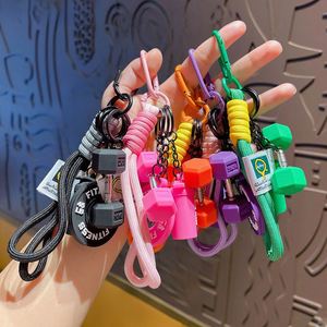 Funny Dumbbell Keychain with Water Cup Fitness Themed Soft Rubber <b>Key</b> <b>Holder</b> for Gym Lovers Novelty Gift - Product Image 6