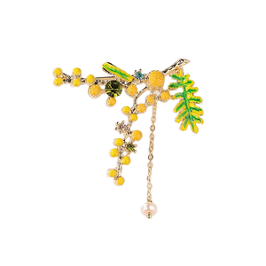 Liquidação: Broche de Planta em Liga com Strass, Esmalte e Cristal, Banhado a Ouro 18K, para Casacos Femininos, Festas e Casamentos - Product Image 1
