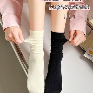 White Women's Summer Slouch Socks Solid Color Polyester Cotton Blend Breathable Mid Calf Length Casual Wear - Product Image 4