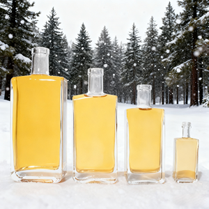 Botella de Vidrio Rectangular Extra Flint Reciclable de 50 ml, 375 ml, 500 ml, 700 ml, 750 ml con Tapa de Rosca para Whisky, Ginebra, Vodka, Brandy y Licores - Product Image 1