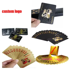 黑色定制徽标1000 Pvc纸牌扑克牌扑克牌印刷塑料材料制造商印刷中国供应商供应商