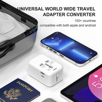 Global semua dalam satu adaptor perjalanan Universal pengisi daya dinding adaptor steker listrik AC dengan USB-C + port pengisian untuk AS UE Inggris AUS