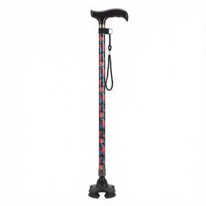 Canne imprimée en alliage d'aluminium avec embout en caoutchouc, taille unique, base à quatre pieds, bâton de marche antidérapant pour personnes âgées, utilisation en extérieur - Product Image 4