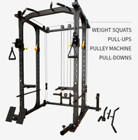 Rack de musculation rétractable commercial, Power Rack, Smith Machine, équipement de gym multifonctionnel en tube d'acier argenté, logo personnalisé