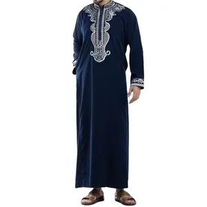 高端阿巴亚布卡设计黑色精品刺绣迪拜摩洛哥印度阿拉伯男装