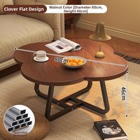 Table basse en bois durable de forme créative en trèfle à quatre feuilles, design minimaliste moderne et écologique pour salons et chambres