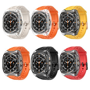 Cinturino sportivo robusto in silicone con custodia compatibile per Samsung Galaxy <span class=keywords><strong>Watch</strong></span> <span class=keywords><strong>Ultra</strong></span> 47mm con cover protettiva trasparente per uomo - Product Image 6