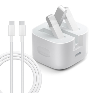 Enchufe de cargador rápido UK PD 20W y cable de carga tipo <span class=keywords><strong>C</strong></span> adaptador de alimentación y cable para teléfono - Product Image 1