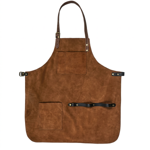 Cape de coiffure en cuir durable avec poches multifonctions, style suède marron, à porter croisé dans le dos - Product Image 1