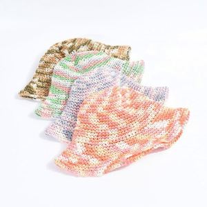 Chapeau de paille coloré tie-dye pour femme, idéal pour les vacances, tressé ajouré, protection solaire décontractée pour la plage - Product Image 3
