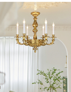 Luxurycopper đèn chùm đèn Mặt dây chuyền thiết kế mới Hợp kim kẽm cho nhà trong nhà sảnh khách sạn biệt thự pha lê vàng - Product Image 3