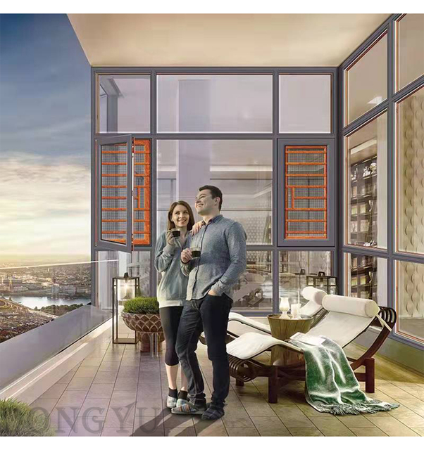 Dongyu Aluminum Casement Window Thermal Break Energy Saving System Architectural Project OEM Manufacturer Customized Windows