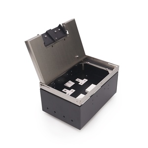 Boîte de sol encastrée SS304 avec double port d'alimentation et de données pour usage de bureau avec boîte revêtue de poudre - Product Image 2