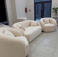 Petit fauteuil d'appoint en bouclette, confortable et moderne, pour salon, style luxe