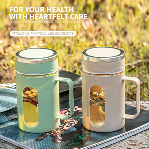 Bouteille d'eau en verre givré coloré à changement de couleur avec couvercle, personnalisable avec logo, vente en gros - Product Image 1