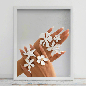 Trendy Alloy Exaggerated Five-Petal Flower <b>Open</b> <b>Ring</b> with Starfish Design for Women's Wedding - Product Image 3