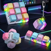 2026 NEW Factory Price LED Light Mechanical Keycap Keychain Fidget Clicker Keyboard Keyring Stress Relief Decompression Toys Vk