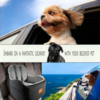 Coussin de siège auto universel pour chiens, coussin de voyage portable pour l'extérieur, pour siège avant de voiture avec ceinture de sécurité