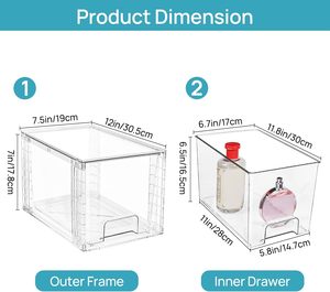 Detachable Plastic Acrylic Bathroom Makeup Doll Display <b>Box</b> Organizer Bin Clear <b>Storage</b> Drawer - Product Image 2