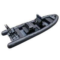 Bateaux pneumatiques de patrouille RIB Orca Hypalon à coque en V profond en aluminium de 23 pieds, noirs, haute vitesse, à vendre