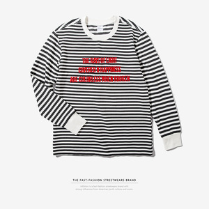 Camiseta de manga larga a rayas bordada 3D, hilo teñido, OEM ODM, 100% algodón, hombre - Product Image 2