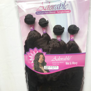Cheap Synthetic <strong>Hair</strong> With Lace Closure, Wet and Wavy 20&quot; to 24&quot; in a Pack - Product Image 5