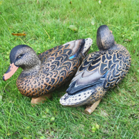 Paire de leurres de canard marron marbré ultra-réalistes en PE flottant, avec motif d'ailes naturel, pour la pêche en eau douce en extérieur