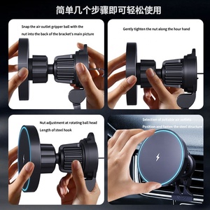 <span class=keywords><strong>Cargador</strong></span> Inalámbrico Flexible para Auto con Lámpara LED, <span class=keywords><strong>Cargador</strong></span> Rápido de 15W, Soporte Magnético para Celular en Rejilla de Ventilación, <span class=keywords><strong>Cargador</strong></span> Inalámbrico Magnético para <span class=keywords><strong>iPhone</strong></span> - Product Image 4