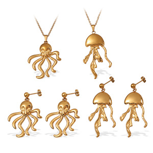 Conjunto de pendientes y collar de medusas, aleación de zinc, joyería de moda para mujer, diseño irregular con forma de animal para fiesta - Product Image 5