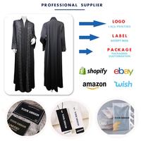 MQ251 Vêtements islamiques modestes pour femmes, Abaya, Robe musulmane, Robe noire ornée de strass, style Dubaï Arabe ouvert