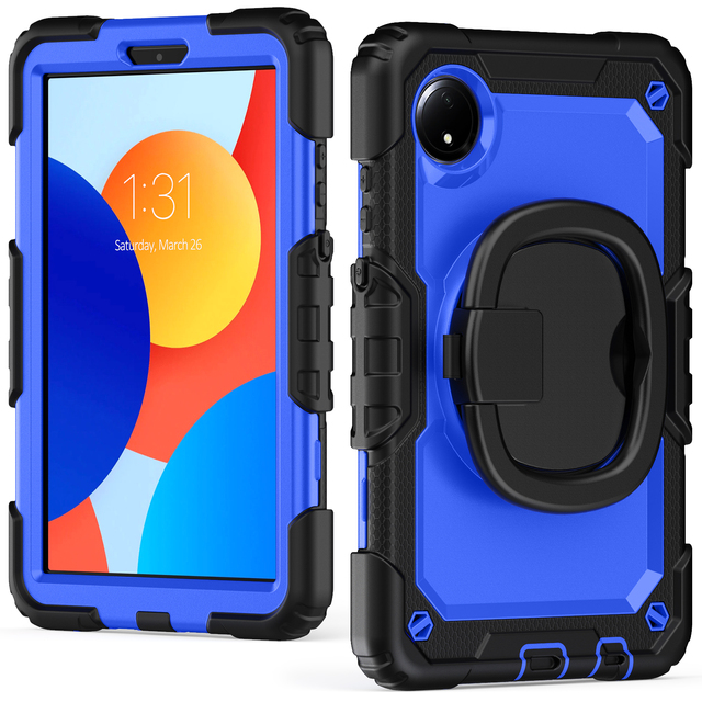 360 Rotation Heavy Duty Rugged Protective Case for Xiaomi Redmi Pad SE 8.7" 2024 Shoulder Strap Protective Cover