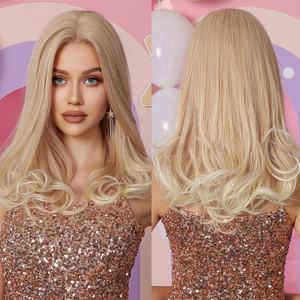 Pelucas de Encaje Frontal con Ondas Largas y Degradado Rubio, Pelucas de Encaje con Degradado Rubio Dorado para Mujer, Resistentes al Calor para Uso Diario - Product Image 1