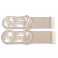 Maßgefertigte Pilates-Posen-Jacquard-Pilates-Grip-Socken für Damen, Atmungsaktive Doppelbündchen-Rutschfeste Studio-Socken