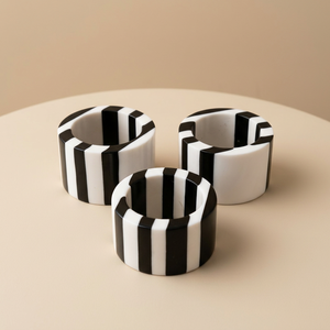 Resin Napkin Ring Modern Black & White stripped Custom Color <b>Tissue</b> Paper Napkin Holder Rings <b>Wedding</b> Party Table Decoration - Product Image 1