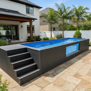 Grande <span class=keywords><strong>Piscine</strong></span> Conteneur <span class=keywords><strong>Hors</strong></span> <span class=keywords><strong>Sol</strong></span> Luxe en Mosaïque Extérieure, Spa de Nage Jacuzzi à Plongée, en Acrylique, Fibre de Verre, Bois et WPC - Product Image 3