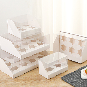 Mới rõ ràng trong suốt cupcake giấy bao bì hộp cho bánh ngọt Pastry món tráng miệng bánh nướng xốp 2 4 6 mảnh Bộ cho thực phẩm sử dụng - Product Image 1