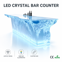 Comptoir de bar en cristal translucide personnalisé Luca Luxury, rétroéclairé par LED, en résine acrylique transparente, pour hôtel, maison, villa