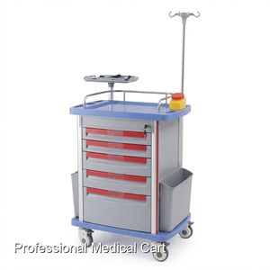 Troli Medis Darurat Keling, Troli Medis Mobile dengan Rak <span class=keywords><strong>Defibrillator</strong></span> dan Sistem Penguncian Sentral untuk Klinik - Product Image 1